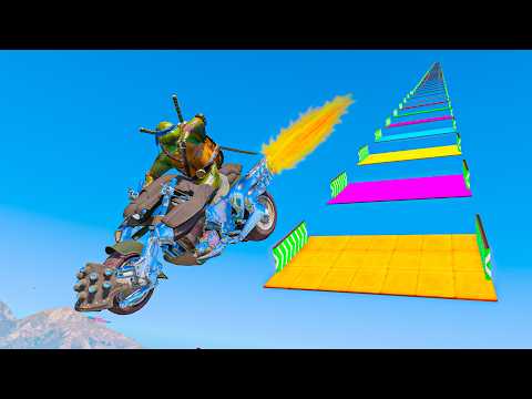 MEGA RAMP BUT I'M FLYING ALL THE TIME ON THE BIKE!! - GTA 5 ONLINE