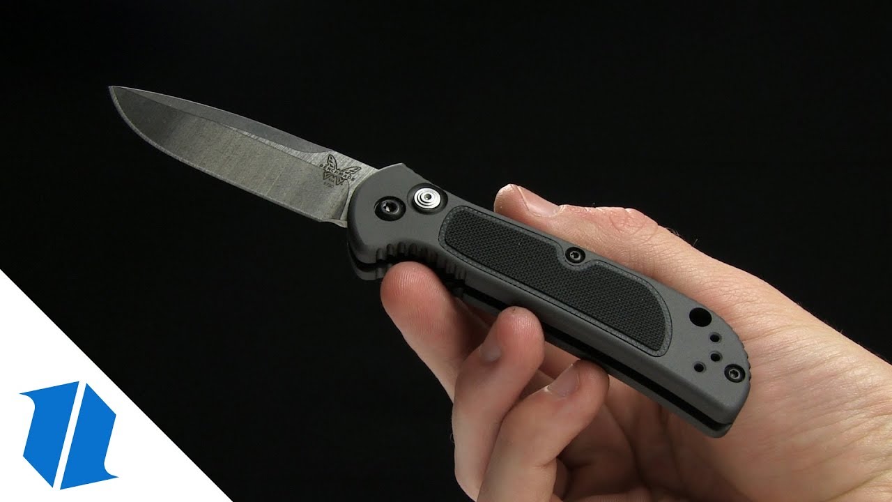 Benchmade 9750 Mini Coalition Automatic Knife Gray Al/Black G-10 (2.9" Satin) 