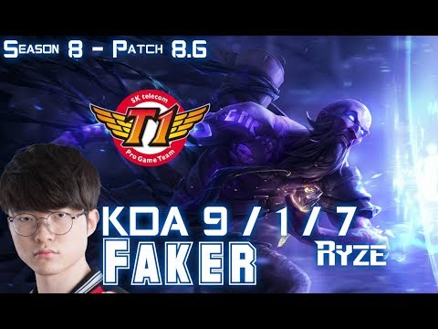 SKT T1 Faker RYZE vs CASSIOPEIA Mid - Patch 8.6 KR Ranked