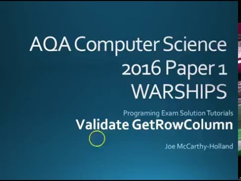 AQA Warships  Column Row Validation