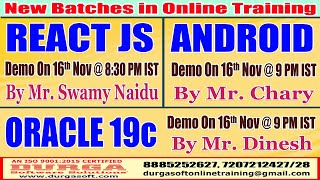 New Batches in Online Training @ DURGASOFT