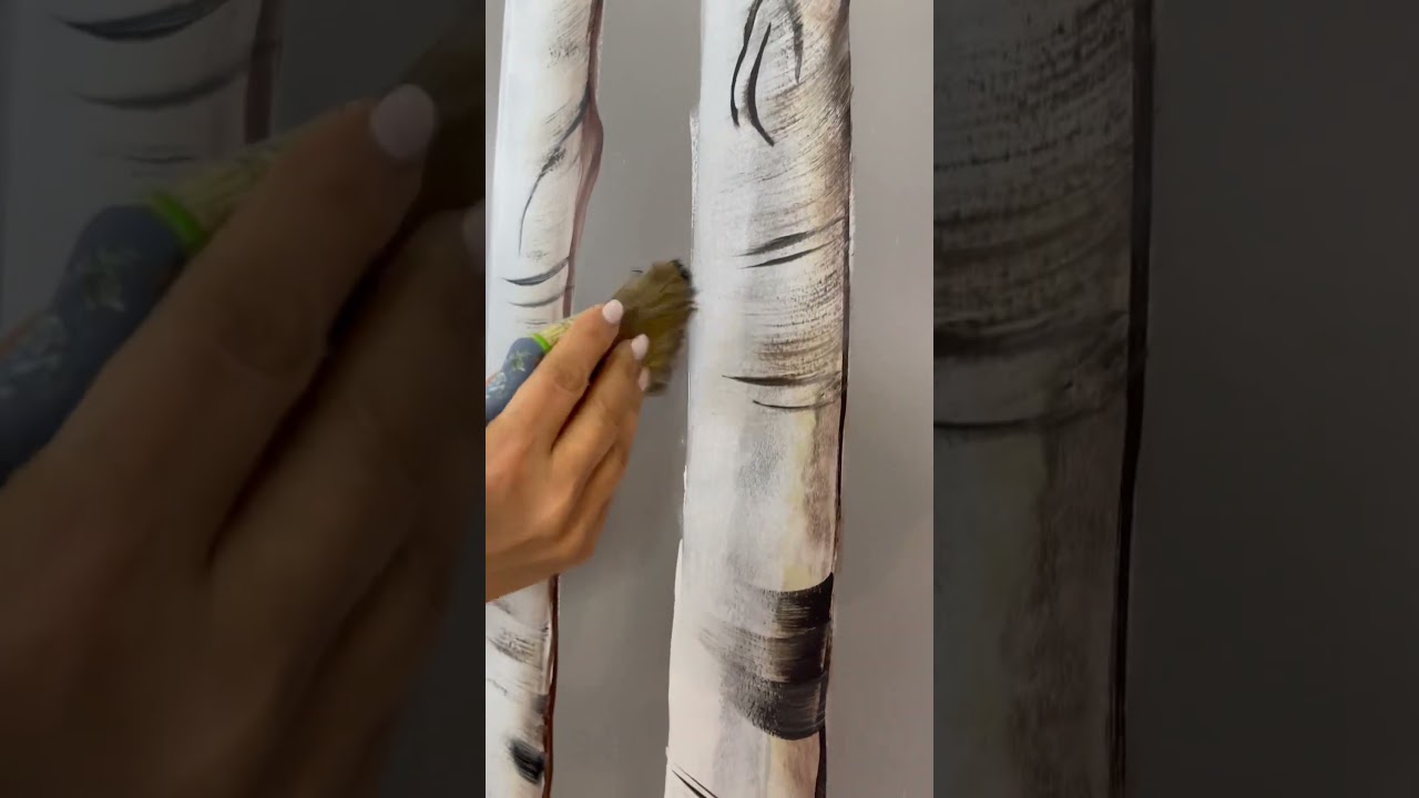 ASMR birch trees #wallwear #muralist #learntopaint