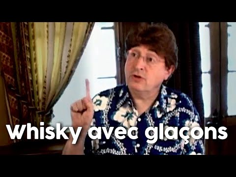 Whiskey with ice cubes