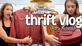 thrift with me in DENVER!! (thrifting roadtrip pt. 1 🚗) + haul | thrift vlog 38
