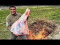 Roasting A Huge Beef Thigh Underground For My Wife 5 HOURS OF COOKING