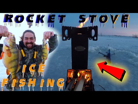 Ice Fishing ROCKET STOVE! / BEST wood stove for ICE FISHING! / Outdoor Camping Stove / ON ICE