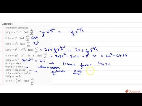 Find the first derivatives   (i) If `y=x^(-1//3)," find "(dy)/(dx)`   (ii) If `x=t^(6),"