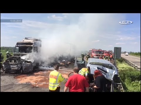 2 Tote Verkehrsunfall A14 Halle LKW VW Golf ausgebrandt