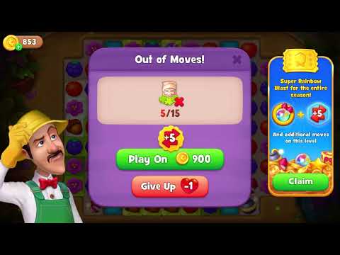 Gardenscapes Super Hard Level 4770 in 15 moves No booster