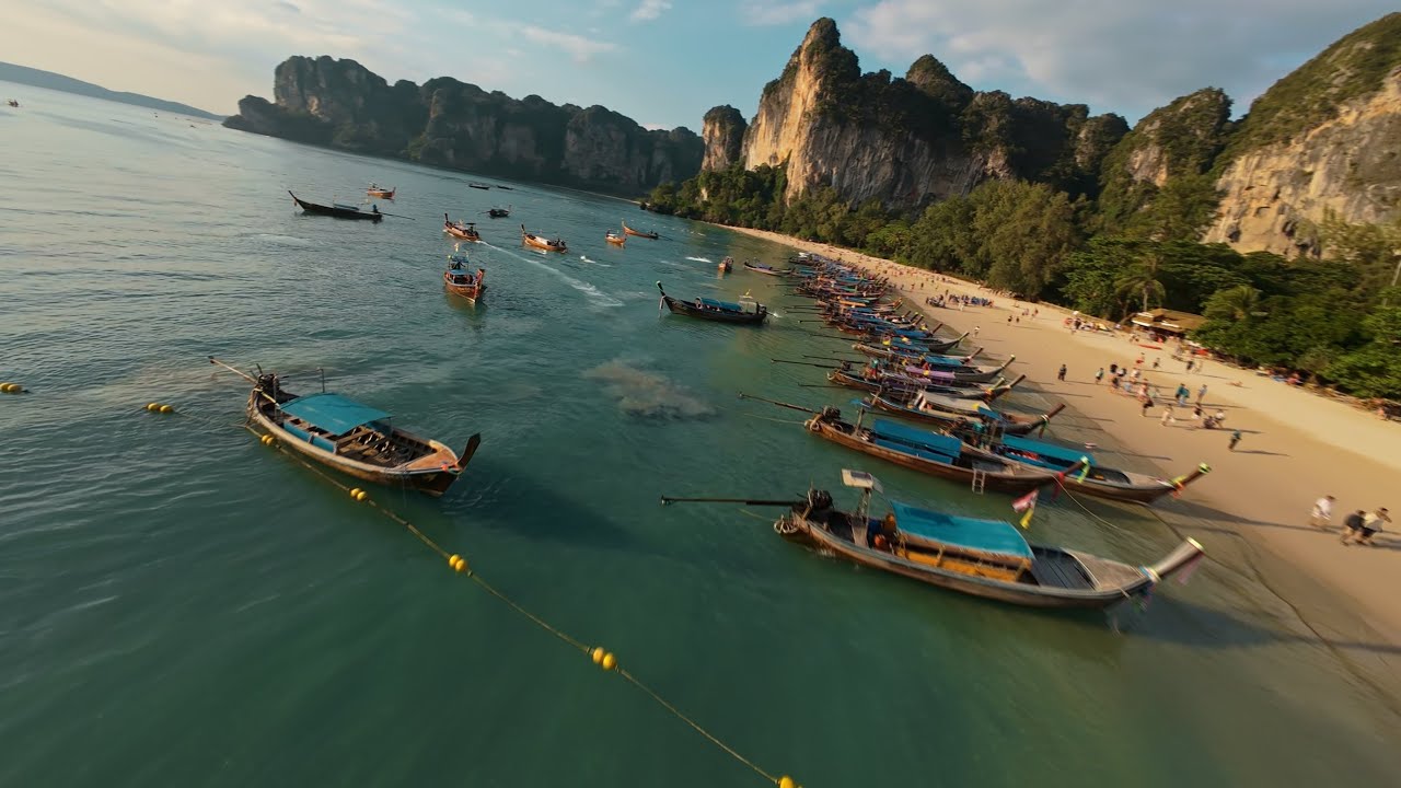 Dive into the breathtaking bird's-eye view of the serene Railay Beach.