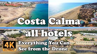 Costa Calma beach Fuerteventura all hotels from Drone in 4K