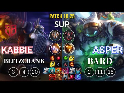 SB Kabbie Blitzcrank vs Asper Bard Sup - KR Patch 10.25