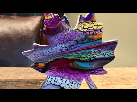 277.  Fluid Acrylic Fun!!  Leaf project for fall decor. / bloom technique / swipe /  sheleeart