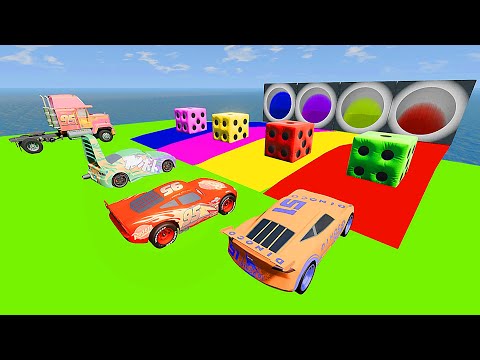 Cars vs Portal Trap   With Slide Colors McQueen Truck Mack Cruz Ramirez The King Boost and Friends