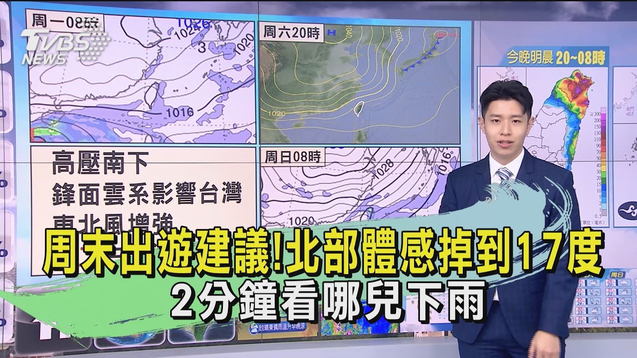 周末出遊建議!北部體感掉到17度 2分鐘看哪兒下雨