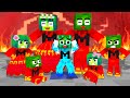 Monster School :  Squid Game x ICE ZOMBIE is ADOPTED by FIRE FAMILY - Minecraft Animation