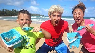 DIY Edible Sand vs Real Sand Prank on Stephen Sharer & Liz Sharer