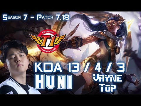 SKT T1 Huni VAYNE vs RENEKTON Top - Patch 7.18 KR Ranked