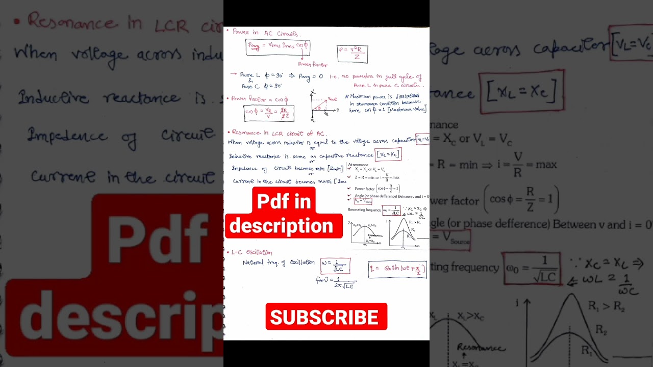 Alternating current formula sheet/short notes for NEET/JEE/BOARDS|pdf link 👇