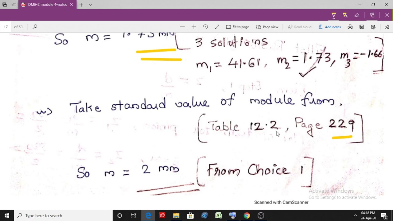 DME 2 module 4 problem helical gear
