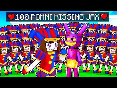 Insane Minecraft Prank: 100 POMNI's Try to Kiss Jax!