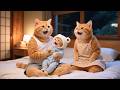 Anak Kucing Jahe Pergi Memancing Dengan Papa Kucing Mama Kucing Tersenyum Dengan Bunga