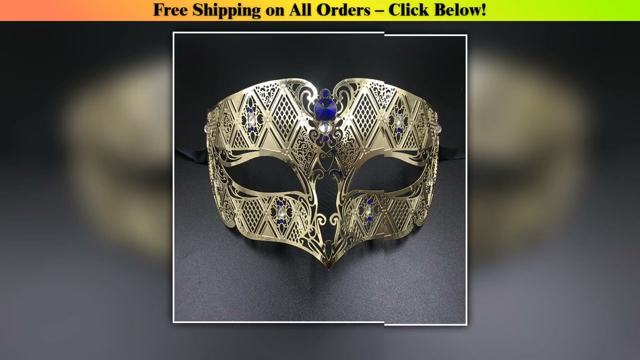 Phantom Metal Laser Cut Filigree Crystals Eye Face Mask Masquerade Venetian Party Prom Masks Compac