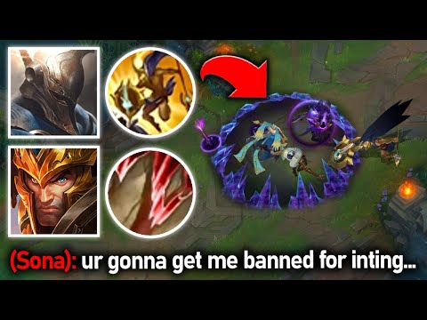 WE RAN THE INSTA-KILL BOT LANE COMP AND GOT THE ENEMY SONA BANNED FOR INTING😂