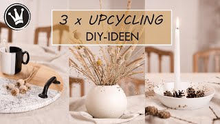 DIY -  3 UPCYCLING IDEEN | Herbstdeko | Kerzenteller, Tablett, Blumenvase | VERLOSUNG DekoideenReich