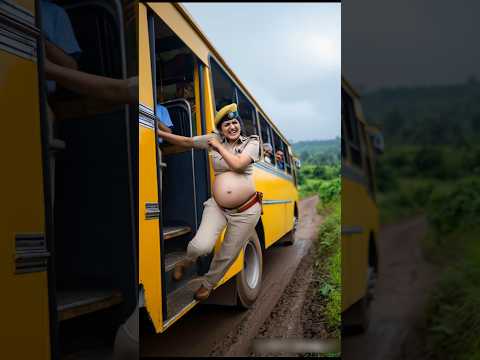 Pregnant Police Officer Rescued After Slipped From Bus #rescue #bus #indianpolice #pregnant #ips 🥹