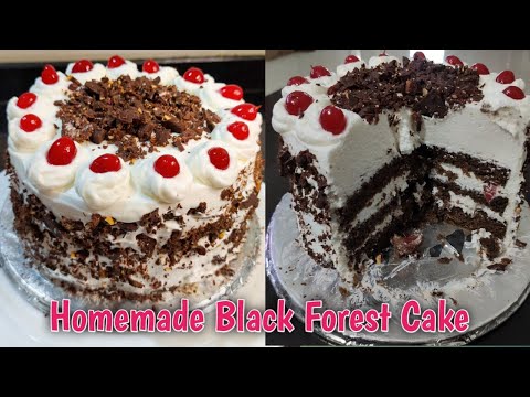 Black forest cake Recipe || Homemade Black Forest Cake Recipe 🤤