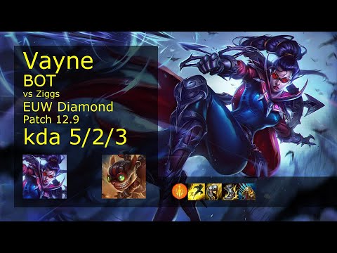 Vayne ADC vs Ziggs - EUW 5/2/3 Patch 12.9 Gameplay