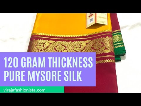 Pure Mysore silk sarees|120 gram thickness Mysore silk sarees online @ Viraja Fashionista