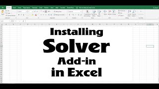 How to install Solver Add-in in Excel