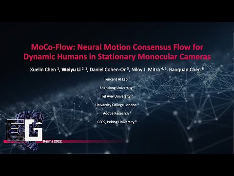 EG2022 - MoCo-Flow: Neural Motion Consensus Flow for Dynamic Humans in Stationary Monocular Cameras