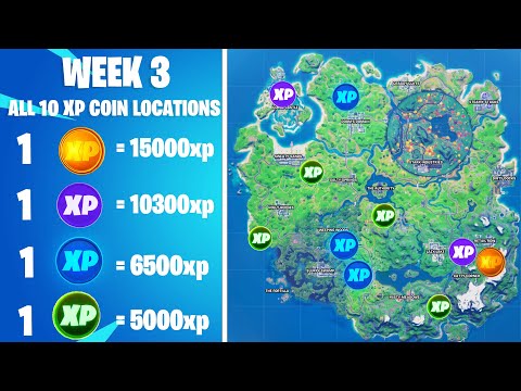All Week 3 Xp Coin Locations! All 10 Xp Coins Week 3 - Fortnite Chapter 2 Season 4