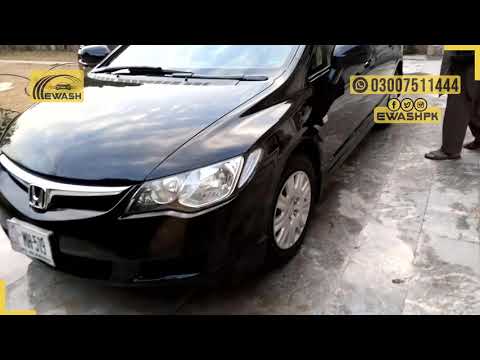Honda Civic (Black) after complete interior and exterior car detailing in Islamabad at doorstep