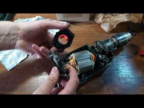 Ремонт дрели Bosch PSB 530 RE, шпиндель и щеткодержатель.