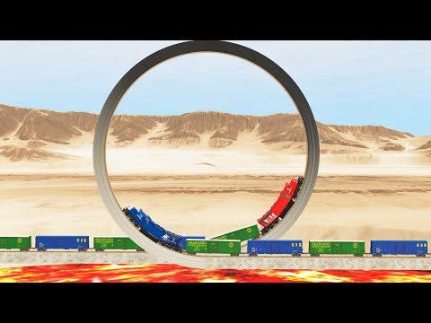 Trains vs Vertical loop - Beamng Drive