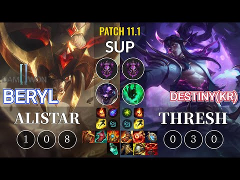 DWG BeryL Alistar vs Destiny(KR) Thresh Sup - KR Patch 11.1
