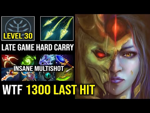 EPIC 1300 Last Hit Overpower Multishot LEVEL 30 Late Game Medusa vs Hard Carry BH & Tinker Dota 2
