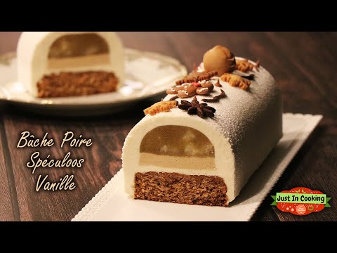 ❅ Recette de Bûche de Noël Poire Spéculoos Vanille ❅