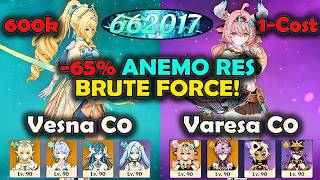 🔥 600K DMG! -65% Anemo RES Vesna & 1-Cost Varesa!? | Spiral Abyss 12 | Genshin Impact