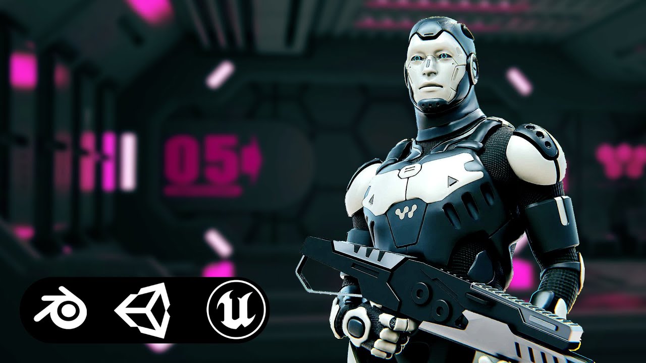 Mecha Soldier-D Auto-Rig Pro Rigged For Mixamo Unreal Engine Unity 3D Model