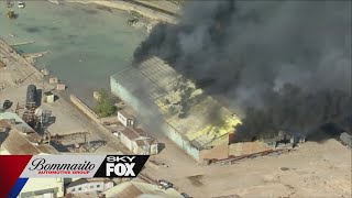 Smoke rising from industrial park fire in Sauget, Illinois