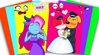 [PaperDIY] NEW Decorate LABRADOR Marries PAPILLON! ANTEL Heartbroken and Cry💔 | Sticker Book ASMR