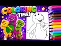 Barney Coloring Fun Coloring A Purple Dinosaur From Barney Friends Kids Art Video
