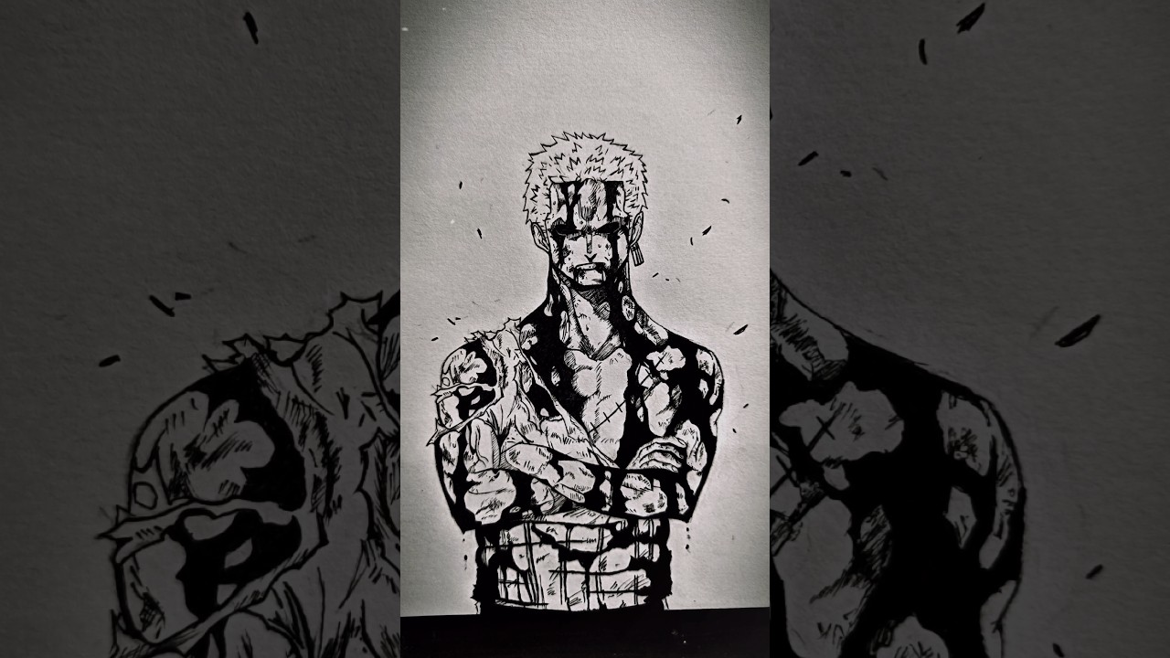 draw zoro penart 💀 #animedrawing #roronoazoro #anime #zoro #onepiece