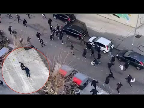 Street fight between Bukaneros (left side) vs Celtarras (right side) 05.02.2022.