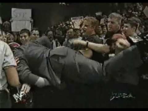 Vince McMahon's hilariously uncoordinated fall into the crowd